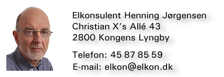 Elkonsulent Henning Jørgensen, Christian X's Alle 43, 2800 Kgs. Lyngby, Tlf: 45 87 85 59